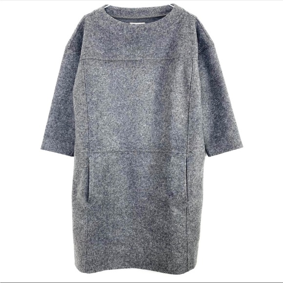 MADEWELL Manuscript Wool Blend Oversized Dress in Heather Gray Style B5456 - Picture 3 of 7
